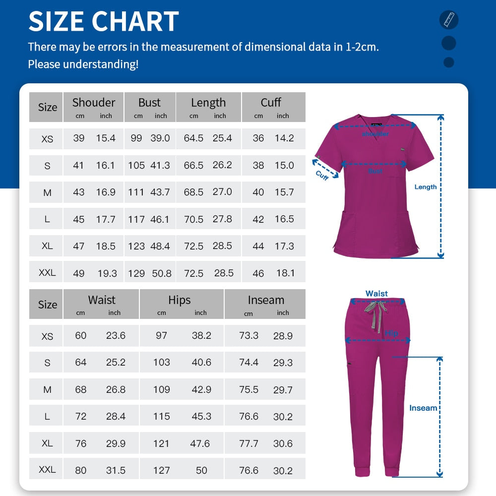 Women's Nursing Scrubs Short Sleeve Tops+Pants