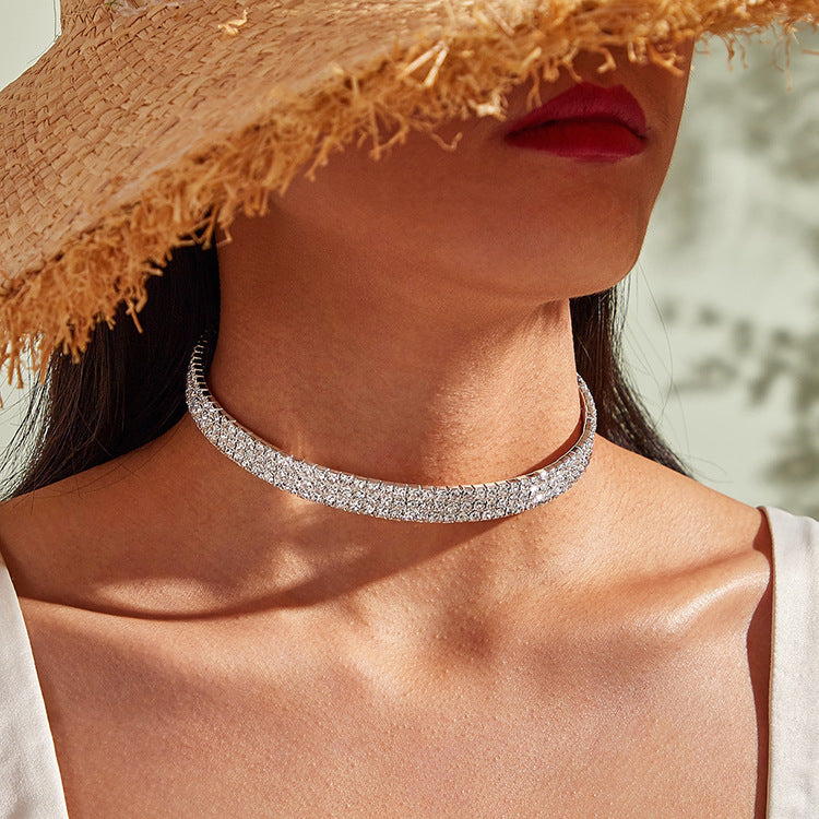 Fashion Choker Necklace Jewelry Full Of Diamonds