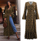 Leopard print maxi dress with flared sleeves