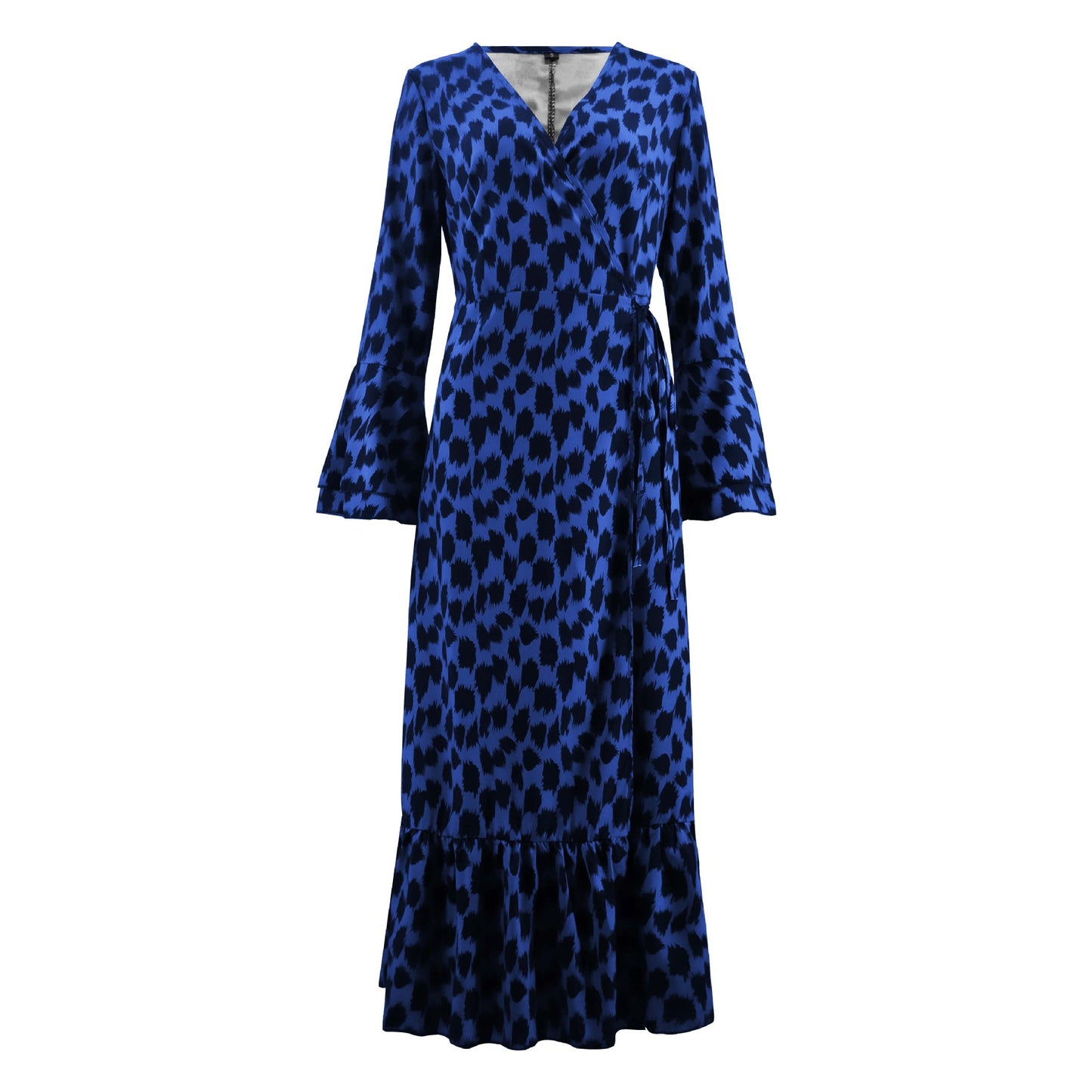 Leopard print maxi dress with flared sleeves